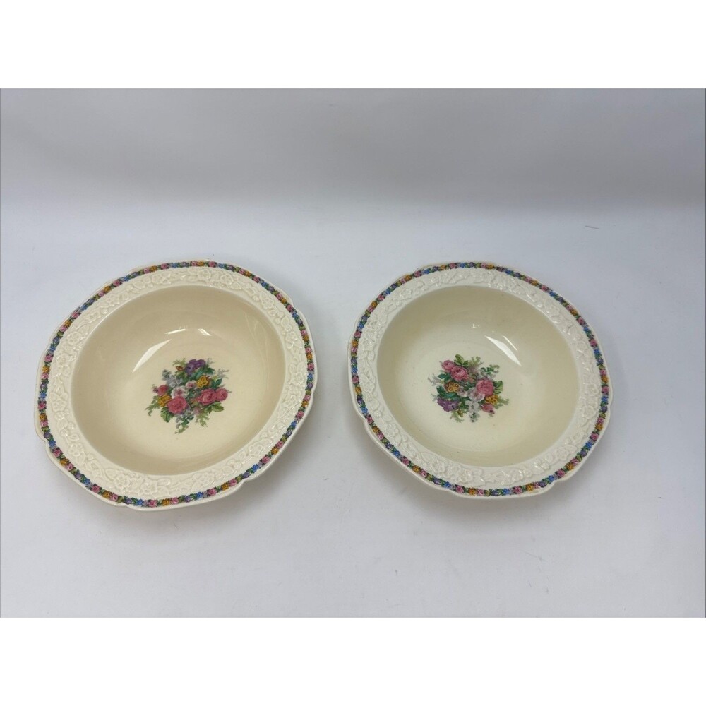 Pair Crown Ducal Gainsborough Cereal Bowl 7 1/8” Charm Design - 1920’s